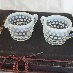 Fenton Hobnail Creamer and Sugar Vintage